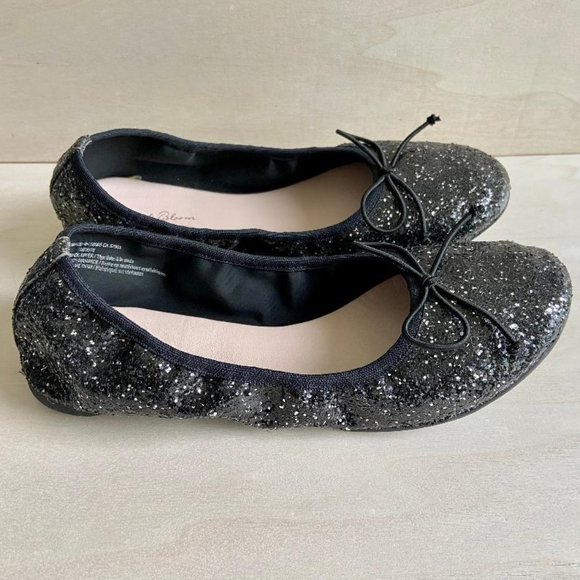 🥿HP!🥿 ruby & bloom Girls' Black Multi-Glitter Ballerina Flats with Bow - Picture 3 of 11